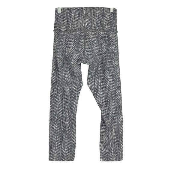 Lululemon Wunder Under HR 21" Luon Arrow Jacquard Battleship Silver Spoon Size 6 - Picture 2 of 9